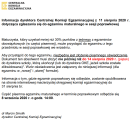 Matura poprawkowa 8 wrz. godz.14.00 1